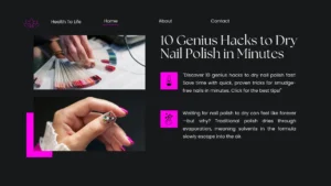 Quick nail polish drying with ice water bath and mini fan technique