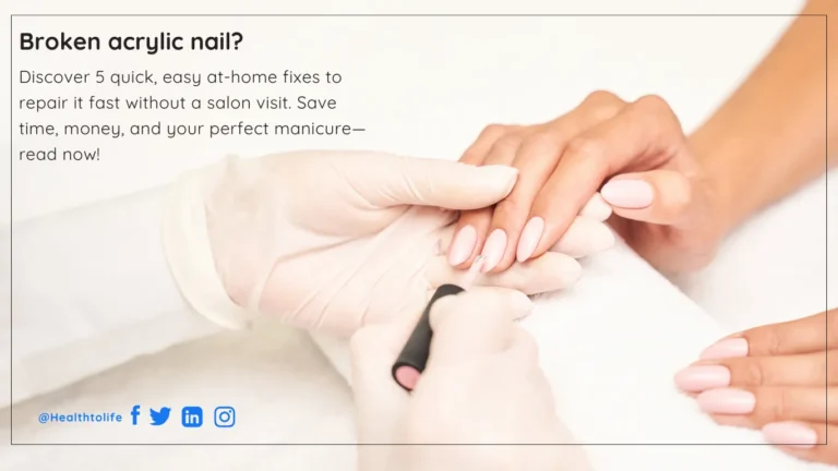Step-by-step home fix for broken acrylic nail using tea bag and glue